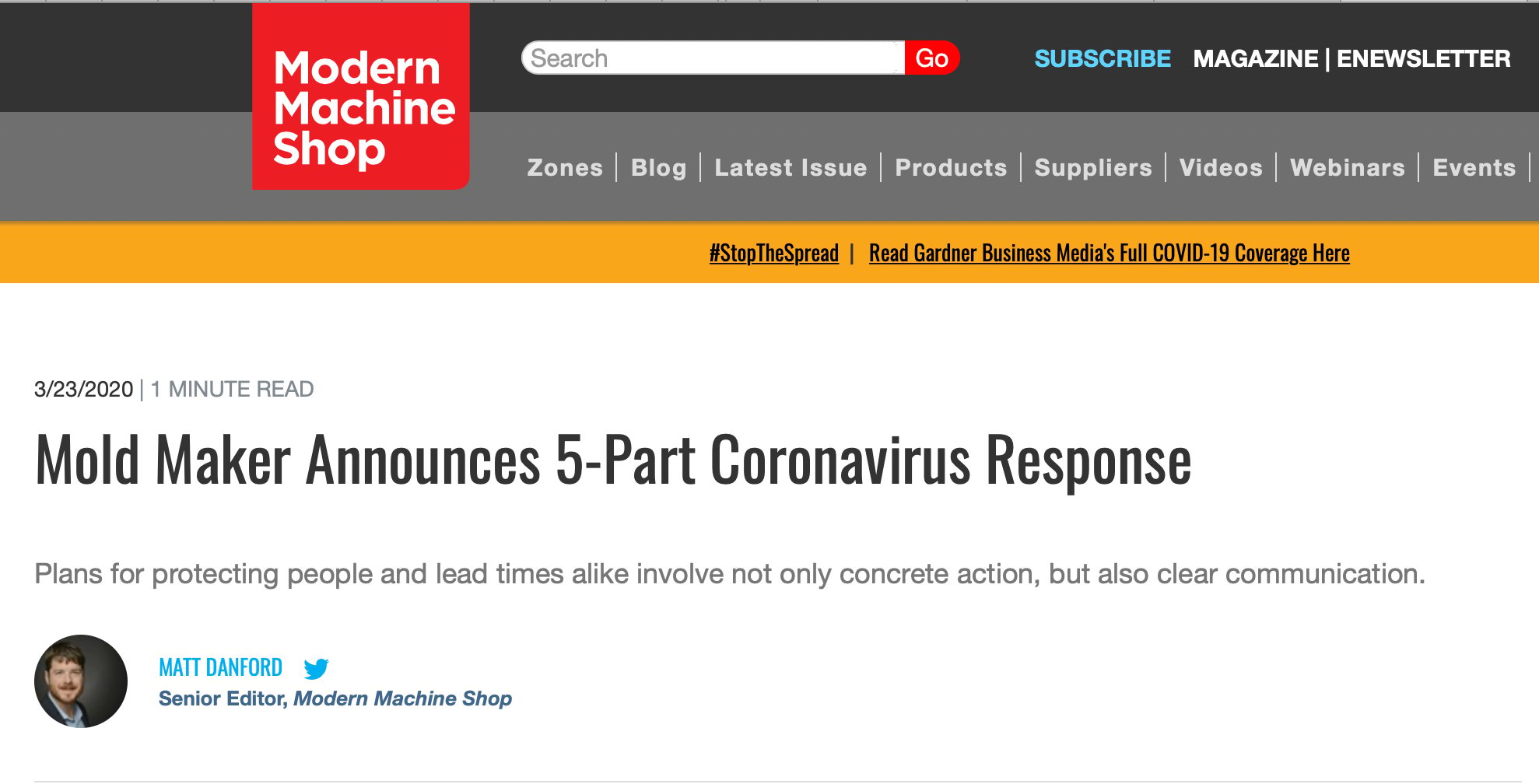 MMS Coronovirus screen shot